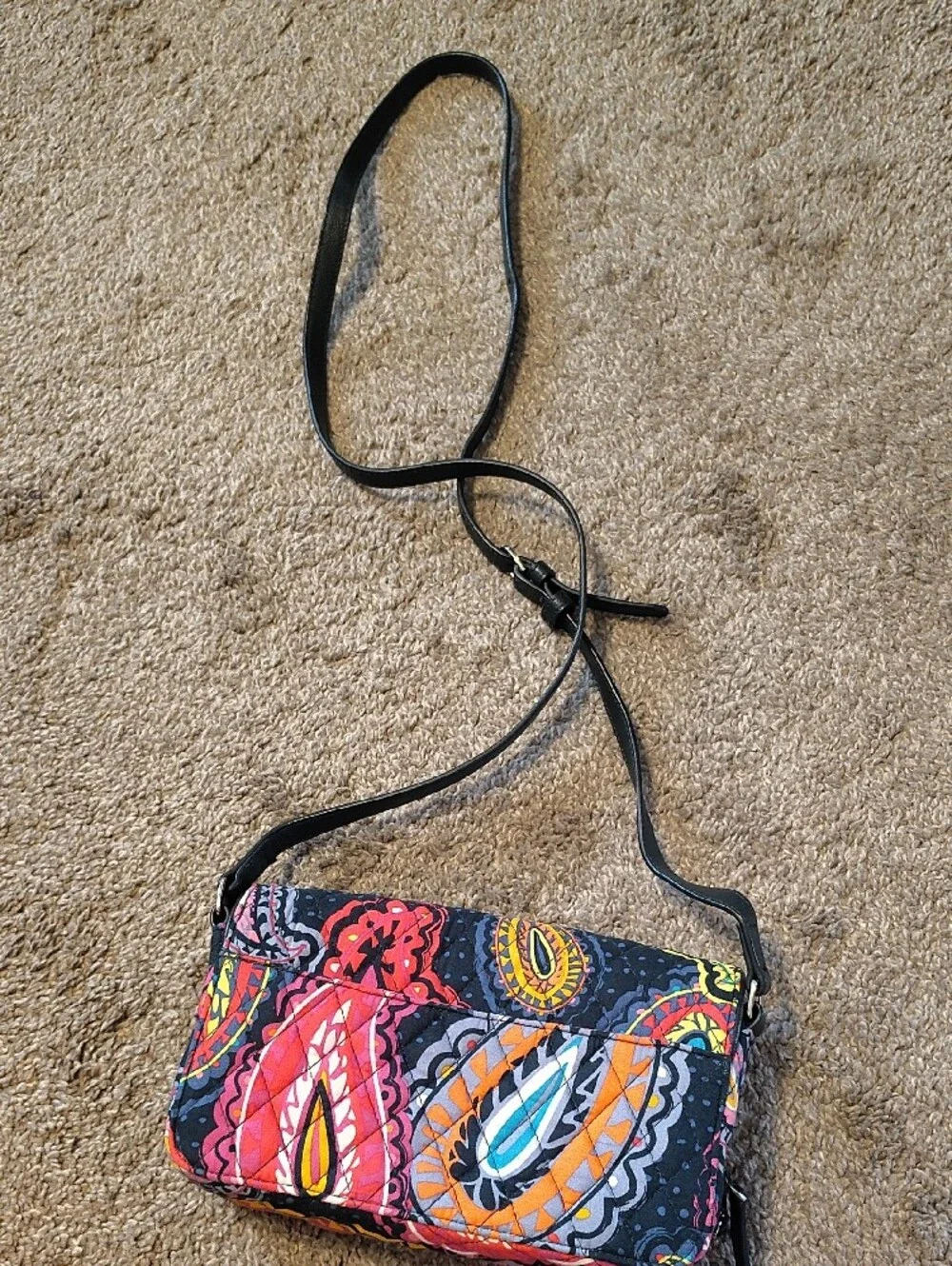 Vera Bradley Navy Quilted Crossbody with Multicolor Paisley